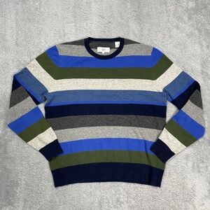 Jack Spade Sweater Mens Large Multicolor Wool Cashmere Crew Striped Knit
